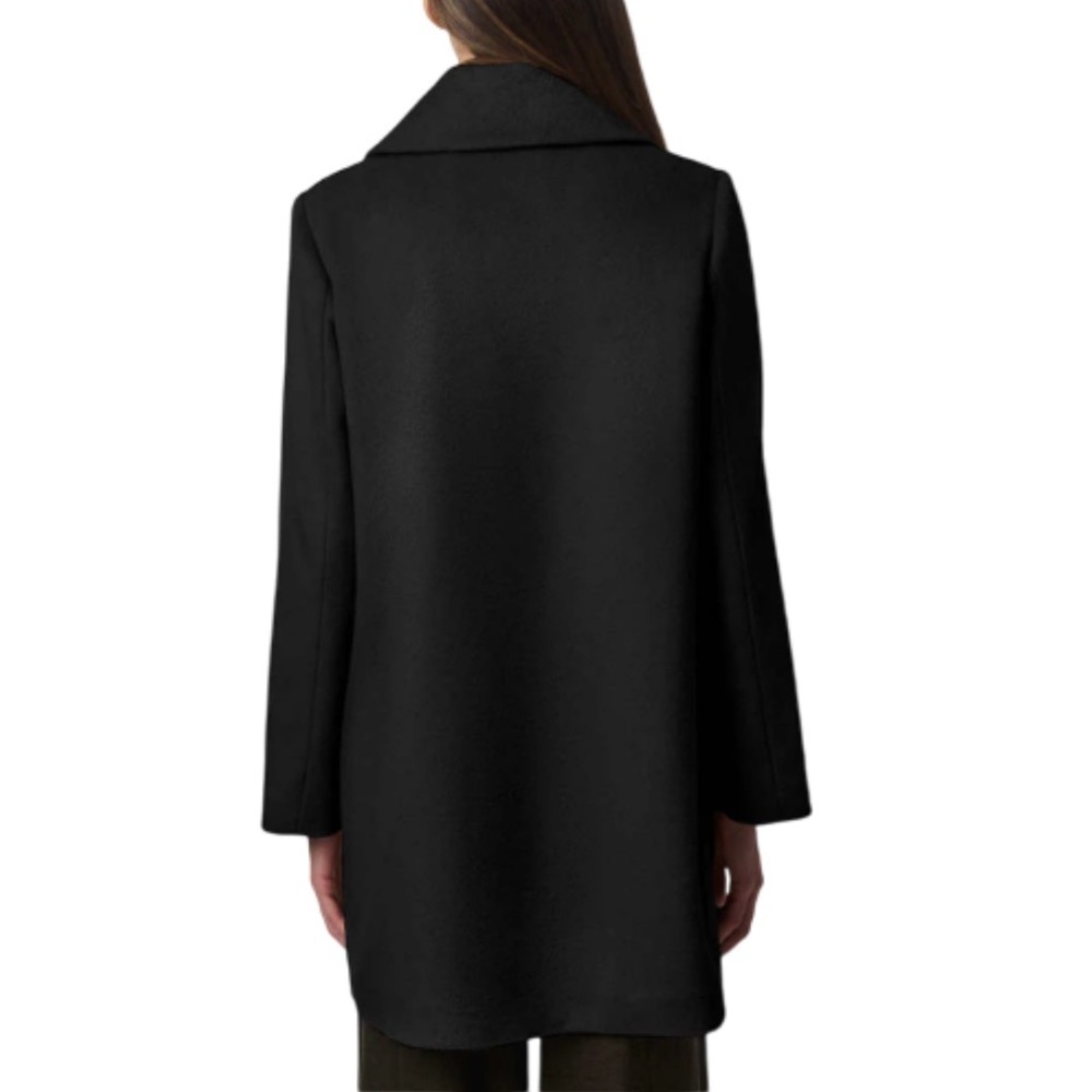 Bernardo Grand Sleek Wool Blend Black Coat - M - Picture 3 of 13